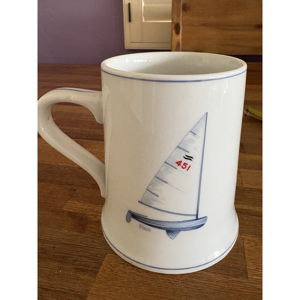 JKW Bavaria Sailboat Nautical Mug Cup 1950 Flying Dutchman /Finn West Germany 5" - Picture 14 of 16